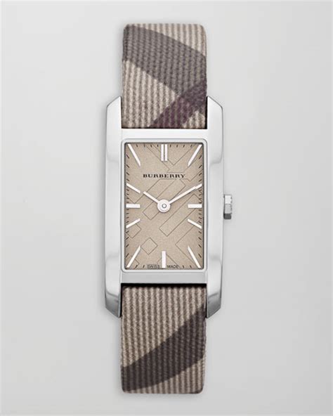 gold burberry watch men|Burberry smoke check strap watch.